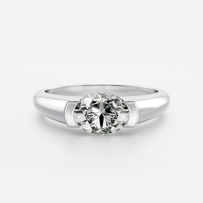 Oval Half Bezel Signet Men's Gold Wedding Band