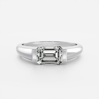 Emerald Half Bezel Signet Men's Gold Wedding Band