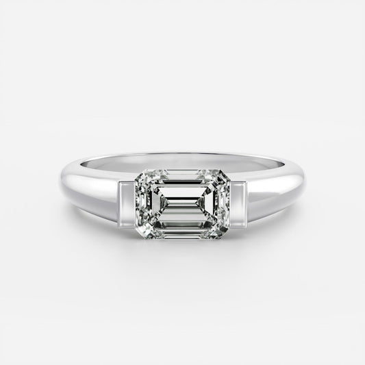 Emerald Half Bezel Signet Men's Gold Wedding Band