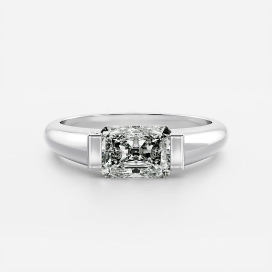 Cushion Half Bezel Signet Men's Gold Wedding Band