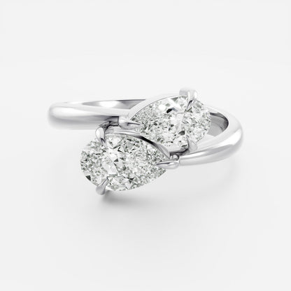 Marquise Cut Cluster Styled Lab Grown Diamond Engagement Ring