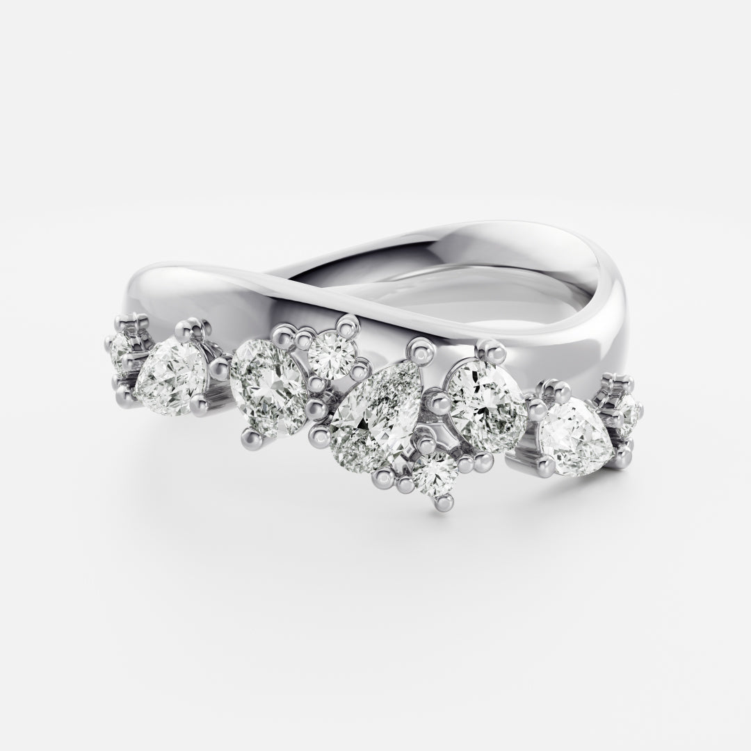 0.25 TCW Round Shaped Half Eternity Lab Grown Diamond Wedding Band