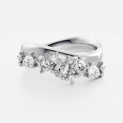 0.25 TCW Round Shaped Half Eternity Lab Grown Diamond Wedding Band