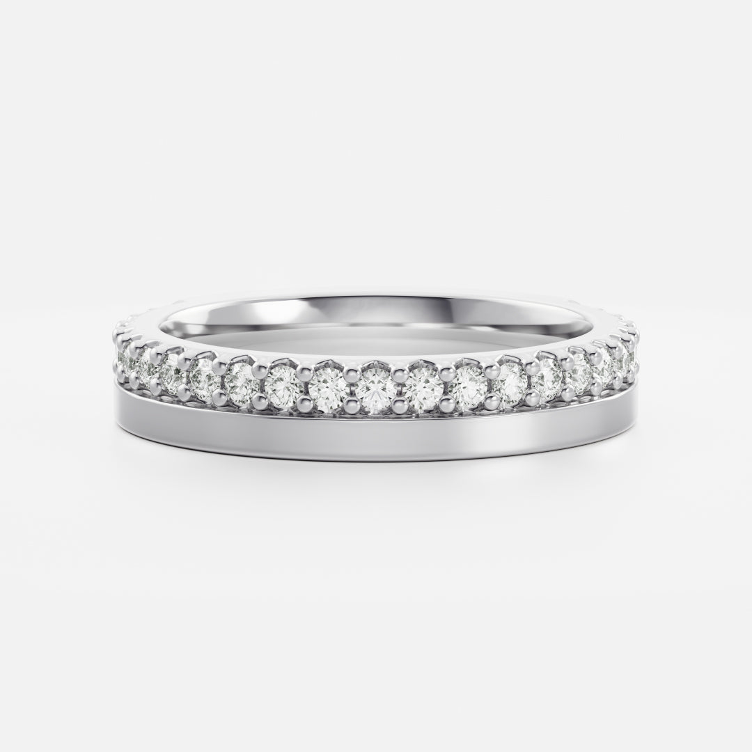 0.25 TCW Round Shaped Half Eternity Lab Grown Diamond Wedding Band