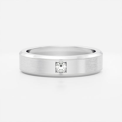 Round Brilliant Inlay Brushed Men's Gold Wedding Band