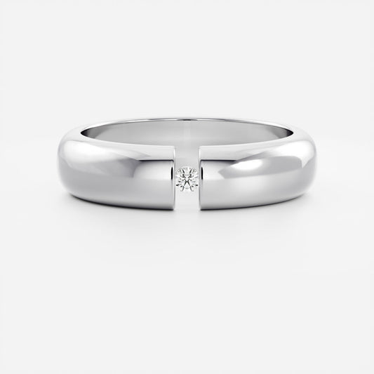 Round Tension Set Men's Gold Wedding Band