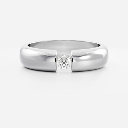 Round Tension Set Men's Gold Wedding Band