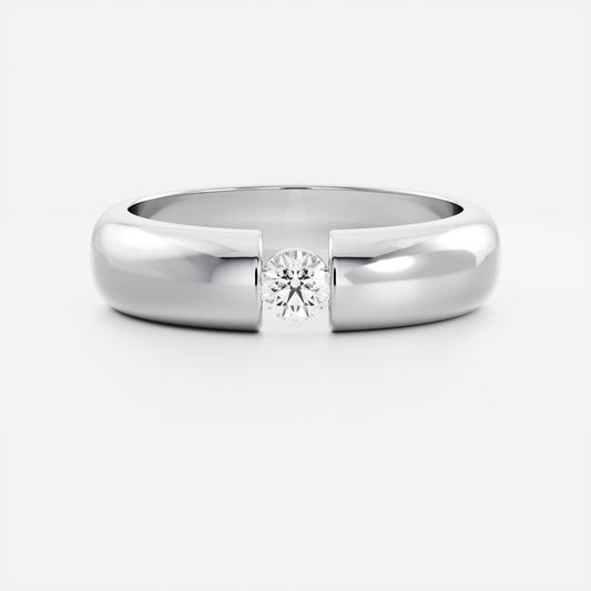 Round Tension Set Men's Gold Wedding Band
