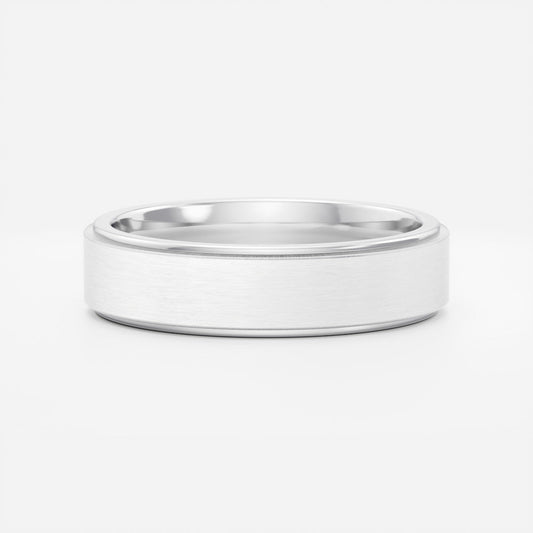 Classic Brushed Finish & Beveled Edge Wedding Band for Men's