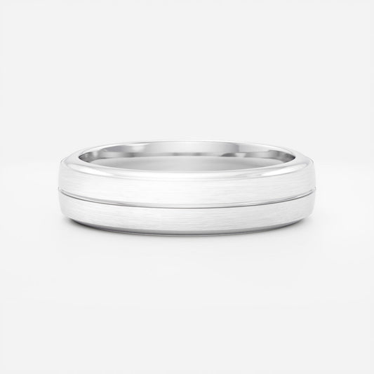 Singular Grooved Brushed Men's Gold Wedding Band