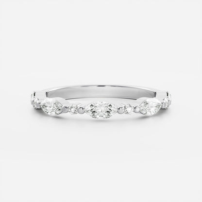 Stunning 0.20 CT Round & Marquise Moissanite Stones Alternative Diamond Wedding Bands