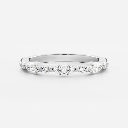 Stunning 0.20 CT Round & Marquise Moissanite Stones Alternative Diamond Wedding Bands