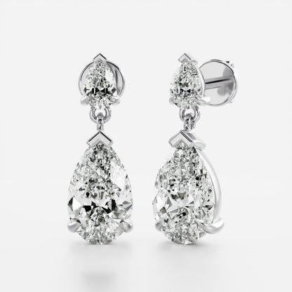 1.2 TCW Pear Cut Moissanite Dangles Earrings in Gold