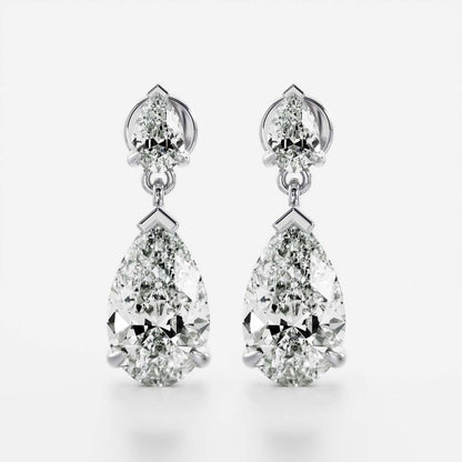1.2 TCW Pear Cut Moissanite Dangles Earrings in Gold