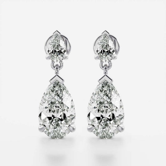 1.2 TCW Pear Cut Moissanite Dangles Earrings in Gold