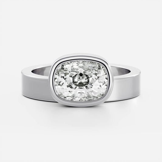 Stunning 1.5-2.5 CT Elongated Cushion Moissanite Engagement Ring with Bezel Design