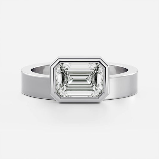 Stunning 1.5-2.5 CT Emerald Moissanite Engagement Ring with Bezel Design