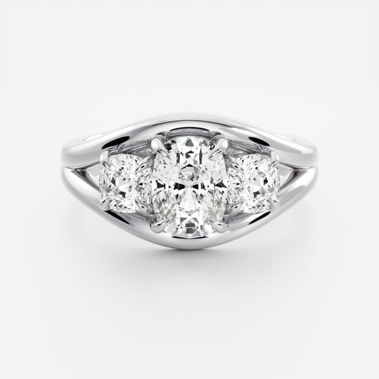 Marquise Cut Cluster Styled Lab Grown Diamond Engagement Ring