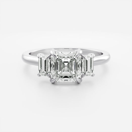 Stunning 1.5-2.5 CT Asscher Moissanite Engagement Ring with Three Stone Design