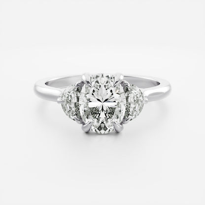 Stunning 1.0-3.0 CT Oval Moissanite Engagement Ring with Three Stone Design