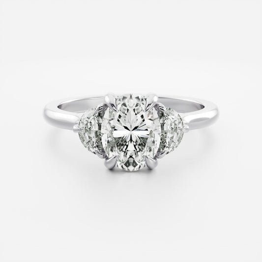 Stunning 1.0-3.0 CT Oval Moissanite Engagement Ring with Three Stone Design