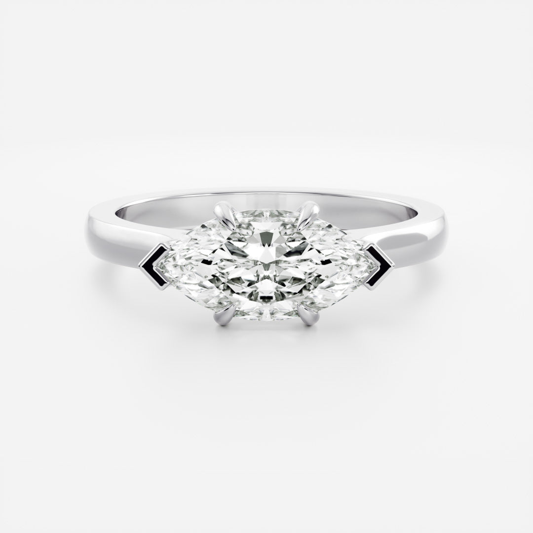 Marquise Cut Cluster Styled Lab Grown Diamond Engagement Ring