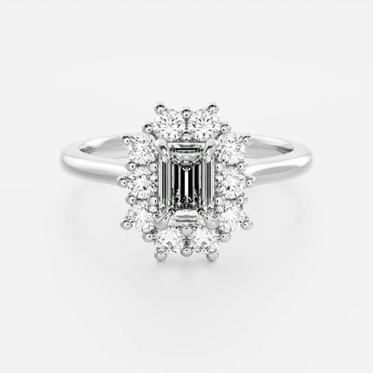 Stunning 1.5-2.5 CT Emerald Moissanite Engagement Ring with Halo Design