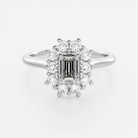 Stunning 1.5-2.5 CT Emerald Moissanite Engagement Ring with Halo Design