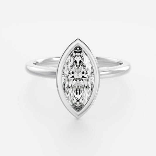 Marquise Cut Cluster Styled Lab Grown Diamond Engagement Ring