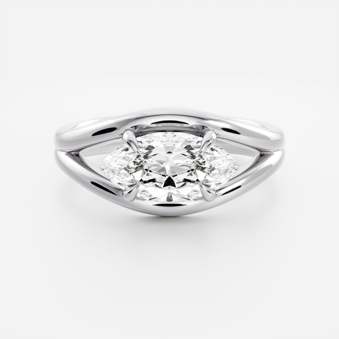 Marquise Cut Cluster Styled Lab Grown Diamond Engagement Ring