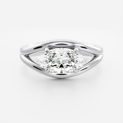 Marquise Cut Cluster Styled Lab Grown Diamond Engagement Ring