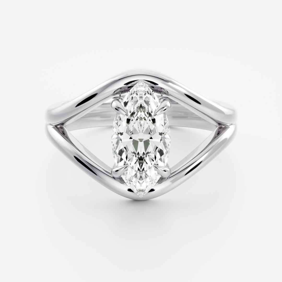 Marquise Cut Cluster Styled Lab Grown Diamond Engagement Ring