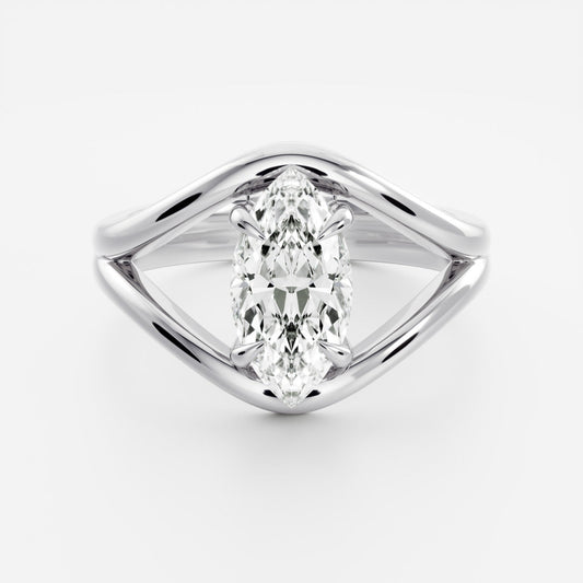 Marquise Cut Cluster Styled Lab Grown Diamond Engagement Ring