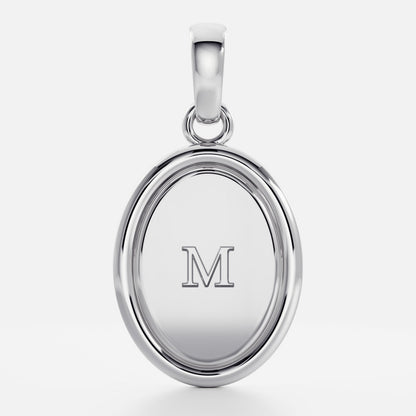 Oval Shape Letter Pendant Necklace in Solid Gold