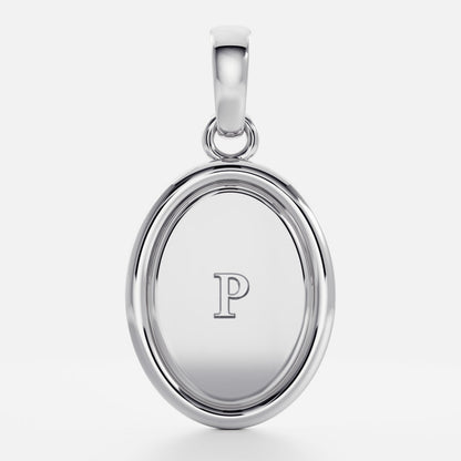 Oval Shape Letter Pendant Necklace in Solid Gold