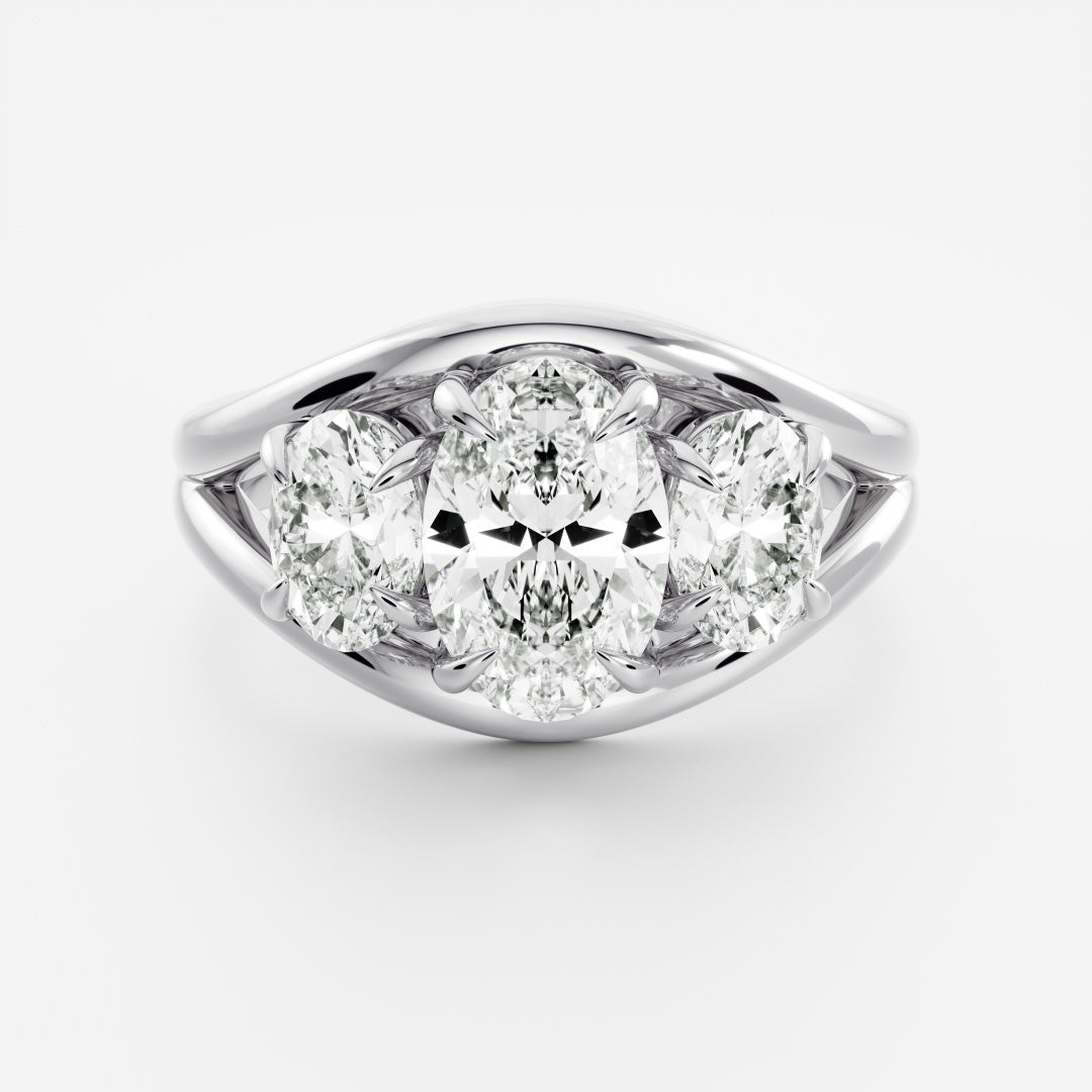 Marquise Cut Cluster Styled Lab Grown Diamond Engagement Ring
