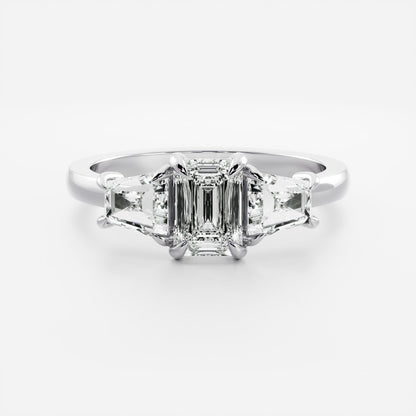 Stunning 1.0-2.0 CT Emerald Moissanite Engagement Ring with Three Stone Design