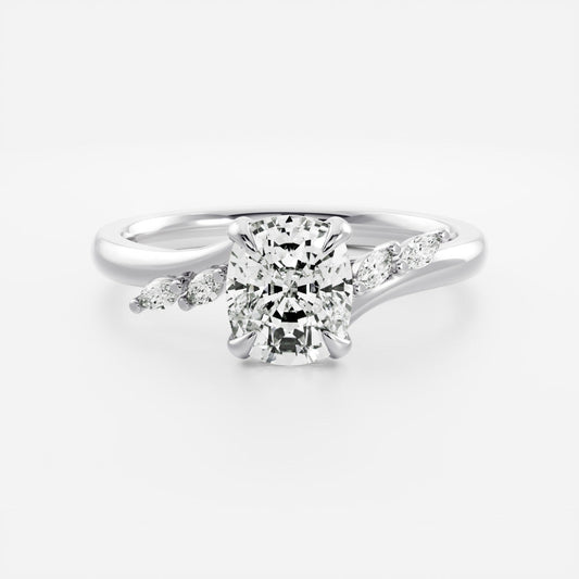 Stunning 1.5-2.5 CT Elongated Cushion Moissanite Engagement Ring with Cluster Design