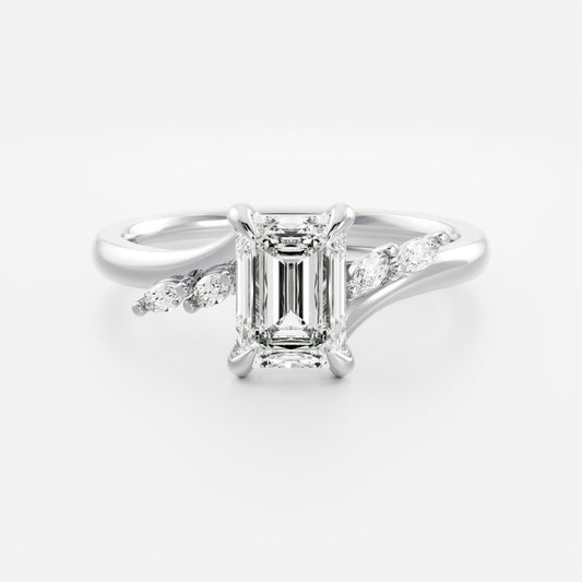 Stunning 1.0-3.0 CT Emerald Moissanite Engagement Ring with Cluster Design