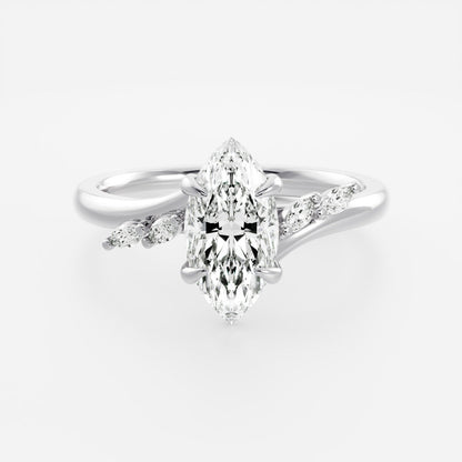 Stunning 1.5-2.5 CT Marquise Moissanite Engagement Ring with Cluster Design