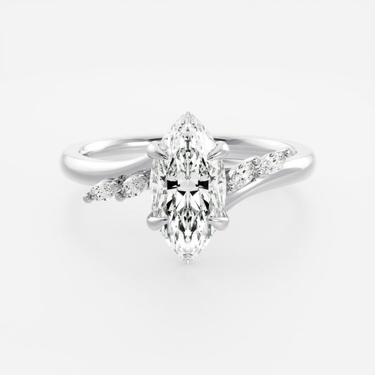 Stunning 1.5-2.5 CT Marquise Moissanite Engagement Ring with Cluster Design