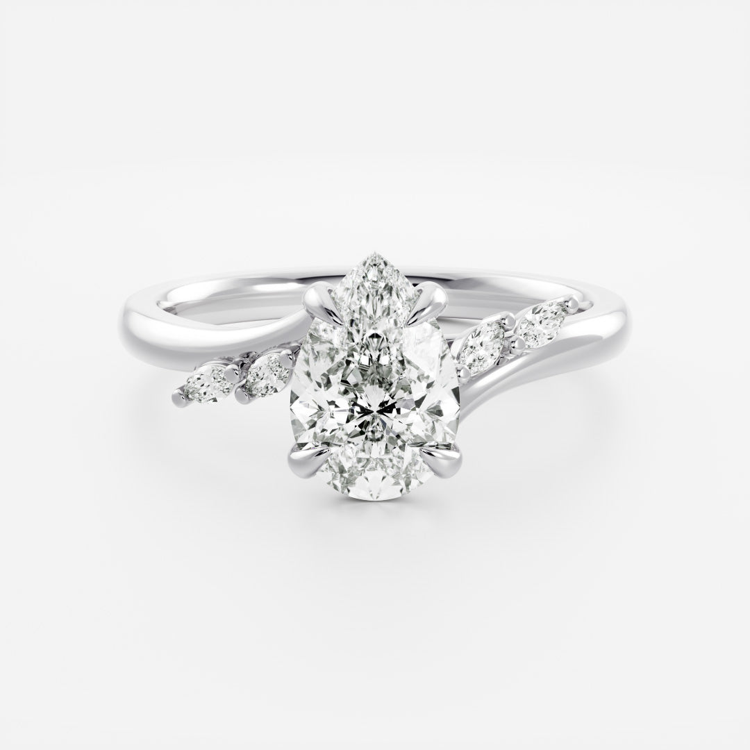 Marquise Cut Cluster Styled Lab Grown Diamond Engagement Ring
