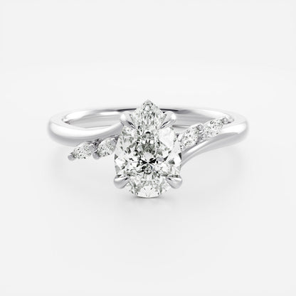 Marquise Cut Cluster Styled Lab Grown Diamond Engagement Ring