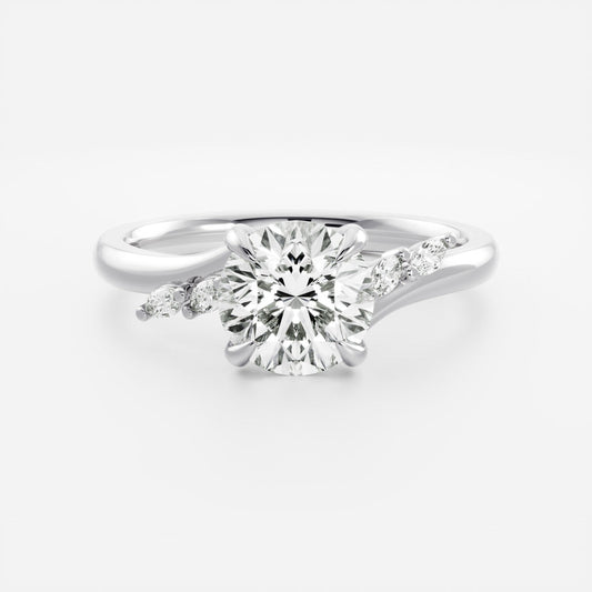 Marquise Cut Cluster Styled Lab Grown Diamond Engagement Ring