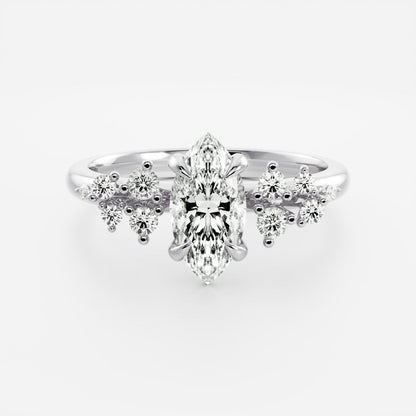 Stunning 1.5-2.5 CT Marquise Moissanite Engagement Ring with Cluster Design