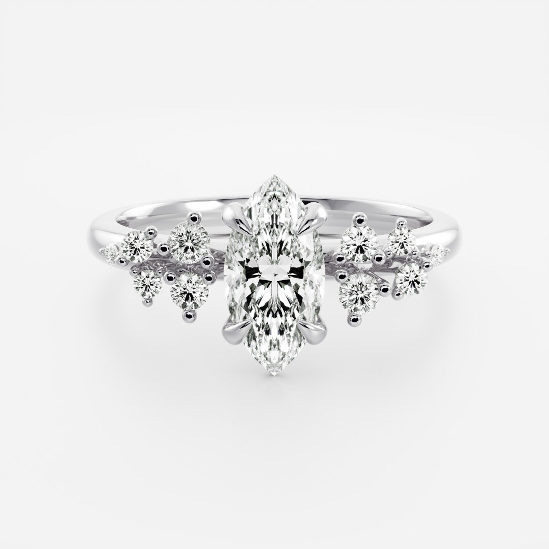 Marquise Cut Cluster Styled Lab Grown Diamond Engagement Ring