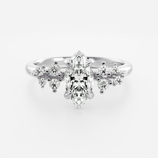 Marquise Cut Cluster Styled Lab Grown Diamond Engagement Ring