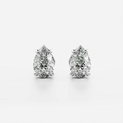 0.50 TCW Pear Cut Moissanite Stud Earrings in Gold
