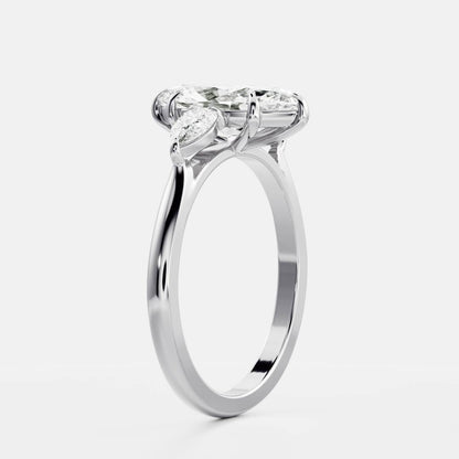 Stunning 1.0-2.0 CT Marquise Moissanite Engagement Ring with Three Stone Design