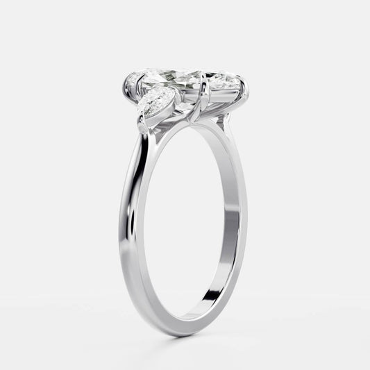 Stunning 1.0-2.0 CT Marquise Moissanite Engagement Ring with Three Stone Design